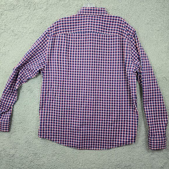 UNTUCKit Men's Blue Red Check Button Up Performance Shirt Stuhlmuller Size L - Picture 8 of 12